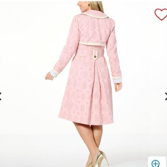 KATHY IRELAND NWT Gabrielle Petal Pink  Cotton Eyelet Trench Coat Size Large - Picture 2 of 16